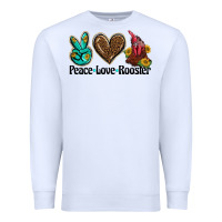 White peace love rooster Premium Sweatshirt - BarkalooDesign