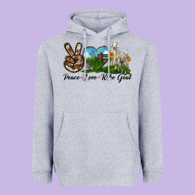 Peace Love Kiko Goat Heavyweight Hoodie Designed By Lillyallendesigns