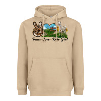 Mushroom Peace Love Kiko Goat Heavyweight Hoodie - LillyAllenDesigns