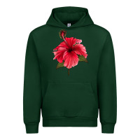 Forest Green Puerto Rican Hibiscus Flower Urban Hoodie - LillyAllenDesigns
