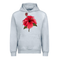 Heather Grey Puerto Rican Hibiscus Flower Urban Hoodie - LillyAllenDesigns