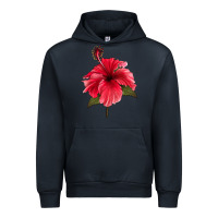 Navy Puerto Rican Hibiscus Flower Urban Hoodie - LillyAllenDesigns