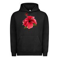 Pigment Black Puerto Rican Hibiscus Flower Urban Hoodie - LillyAllenDesigns