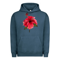 Pigment Midnight Navy Puerto Rican Hibiscus Flower Urban Hoodie - LillyAllenDesigns