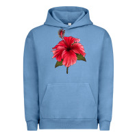 Pigment Pebble Blue Puerto Rican Hibiscus Flower Urban Hoodie - LillyAllenDesigns