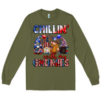 Army Green Chillin' with my gnomies 4th of July Long Sleeve Tee - CowGirlArtShop