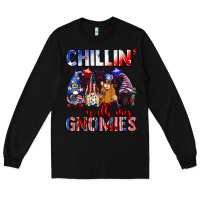 Black Chillin' with my gnomies 4th of July Long Sleeve Tee - CowGirlArtShop