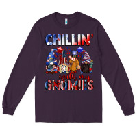 Plum Chillin' with my gnomies 4th of July Long Sleeve Tee - CowGirlArtShop
