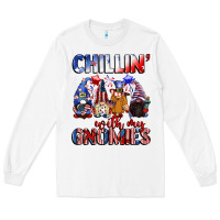 White Chillin' with my gnomies 4th of July Long Sleeve Tee - CowGirlArtShop