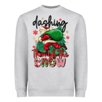 Heather Grey dashing through the snow Heavyweight Sweatshirt - MaliasSmallBusiness