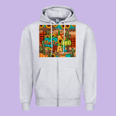 Hello Fall Pumpkin Zipper Hoodie Designed By Jahusdesignshop