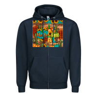 Navy hello fall pumpkin Zipper Hoodie - JahusDesignShop