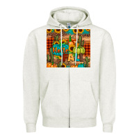 Oatmeal Heather hello fall pumpkin Zipper Hoodie - JahusDesignShop
