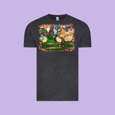 Vintage Tee Happy easter rooster chicken and chick