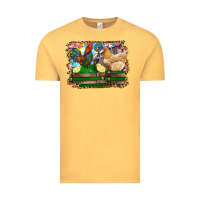 Vintage Mustard Happy easter rooster chicken and chick Vintage Tee - RanaPortraitStore