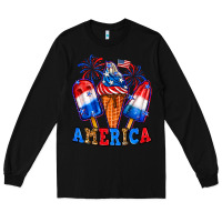 Black 4th of July America ice creams Long Sleeve Tee - Neo Western