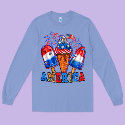 4th Of July America Ice Creams Long Sleeve Tee Designed By Neo Western