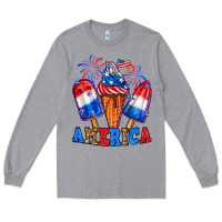 Heather Grey 4th of July America ice creams Long Sleeve Tee - Neo Western