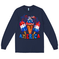 Navy 4th of July America ice creams Long Sleeve Tee - Neo Western