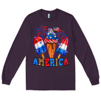 Plum 4th of July America ice creams Long Sleeve Tee - Neo Western