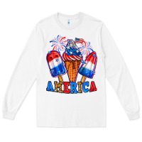 White 4th of July America ice creams Long Sleeve Tee - Neo Western