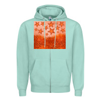 Seafoam orange glitter star Zipper Hoodie - JahusDesignShop