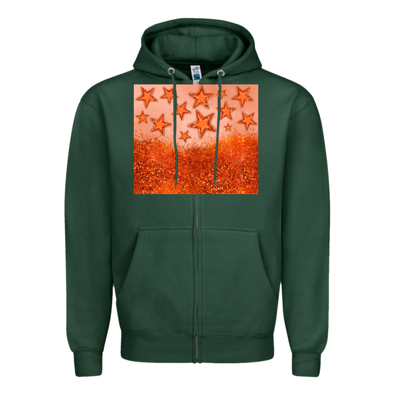 Orange Glitter Star Zipper Hoodie by JahusDesignShop | Teevron