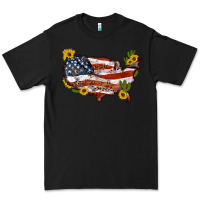 Black usa map with sunflower and cactus Premium Tee - Artiststas