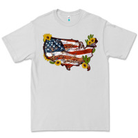 Dove Grey usa map with sunflower and cactus Premium Tee - Artiststas