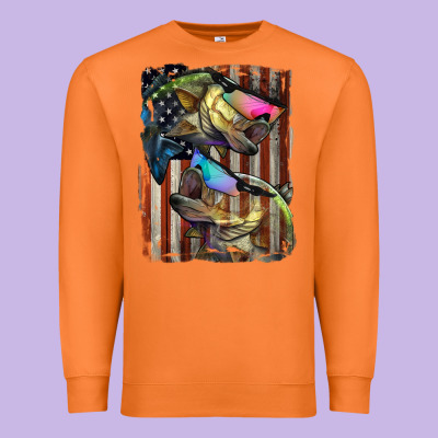 American Flag With Bass Fish Premium Sweatshirt Designed By Lillyallendesigns