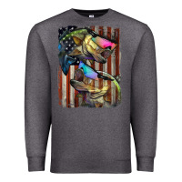 Charcoal Heather American Flag With Bass Fish Premium Sweatshirt - LillyAllenDesigns