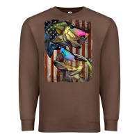 Chestnut American Flag With Bass Fish Premium Sweatshirt - LillyAllenDesigns