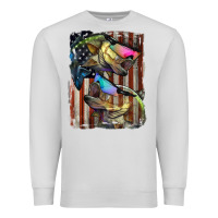 Dove Grey American Flag With Bass Fish Premium Sweatshirt - LillyAllenDesigns