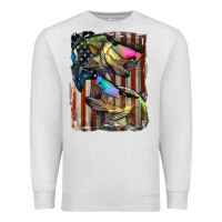 Oatmeal Heather American Flag With Bass Fish Premium Sweatshirt - LillyAllenDesigns