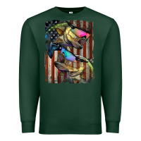 Sports Green American Flag With Bass Fish Premium Sweatshirt - LillyAllenDesigns