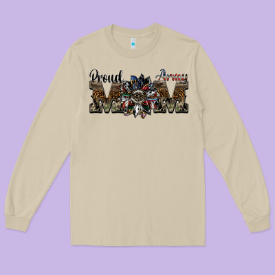 Proud Army Mom Long Sleeve Tee Designed By Sublimationcraftshop