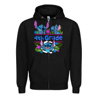 Black preview flower stitch 4 th grade Zipper Hoodie - AdoDesignShop