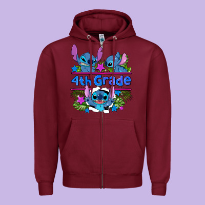 Preview Flower Stitch 4 Th Grade Zipper Hoodie Designed By Adodesignshop