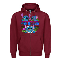 Burgundy preview flower stitch 4 th grade Zipper Hoodie - AdoDesignShop
