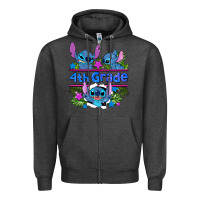 Charcoal Heather preview flower stitch 4 th grade Zipper Hoodie - AdoDesignShop