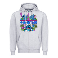 Heather Grey preview flower stitch 4 th grade Zipper Hoodie - AdoDesignShop
