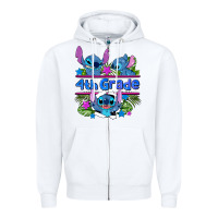 White preview flower stitch 4 th grade Zipper Hoodie - AdoDesignShop