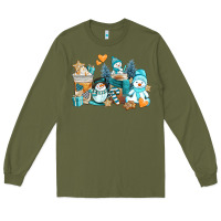 Army Green winter snowman coffee cups Long Sleeve Tee - AdoDesignShop