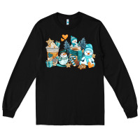 Black winter snowman coffee cups Long Sleeve Tee - AdoDesignShop