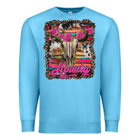 Ocean Blue howdy valentine's day bull skull Premium Sweatshirt - Jasminsmagicworld