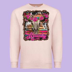 Howdy Valentine's Day Bull Skull Premium Sweatshirt Designed By Jasminsmagicworld