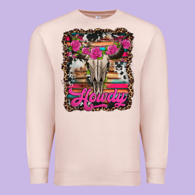 Howdy Valentine's Day Bull Skull Premium Sweatshirt Designed By Jasminsmagicworld