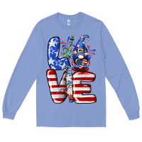 Colony Blue Love 4th of July with gnomes 4th of july Long Sleeve Tee - CowGirlArtShop