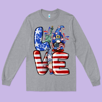 Love 4th Of July With Gnomes 4th Of July Long Sleeve Tee Designed By Cowgirlartshop