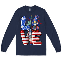 Navy Love 4th of July with gnomes 4th of july Long Sleeve Tee - CowGirlArtShop